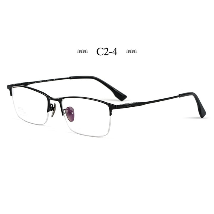 Hotochki Men's Semi Rim Square Tr 90 Titanium Frame Eyeglasses Bv6009 Semi Rim Hotochki C2-4  