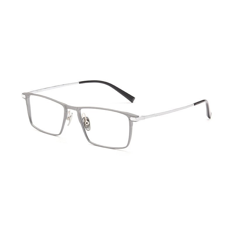 Gmei Men's Full Rim Square Titanium Eyeglasses L5077M Full Rim Gmei Optical Grey-Silver  