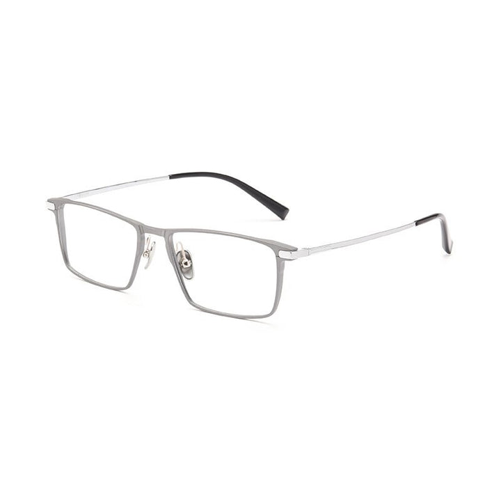 Gmei Men's Full Rim Square Titanium Eyeglasses L5077M Full Rim Gmei Optical Grey-Silver  