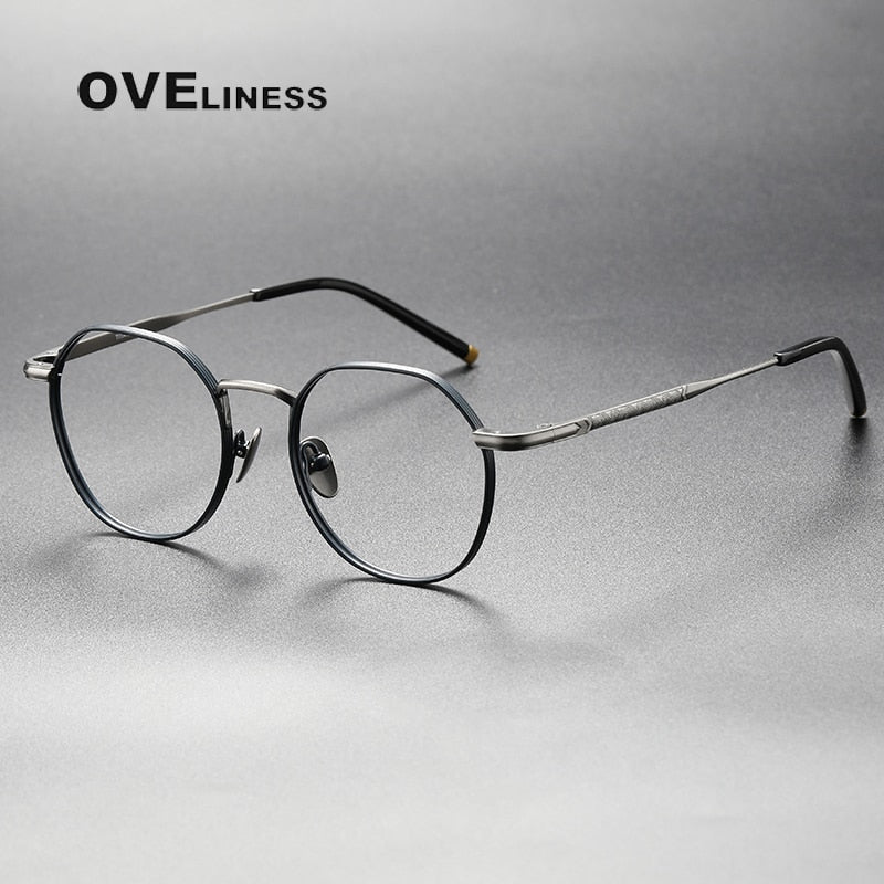 Oveliness Unisex Full Rim Round Square Titanium Eyeglasses Mira Full Rim Oveliness blue gun  