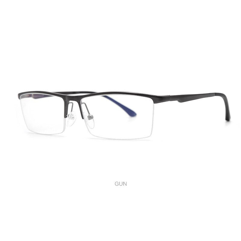Hdcrafter Men's Semi Rim Square Aluminum Magnesium Eyeglasses 8826 Semi Rim Hdcrafter Eyeglasses Gray  