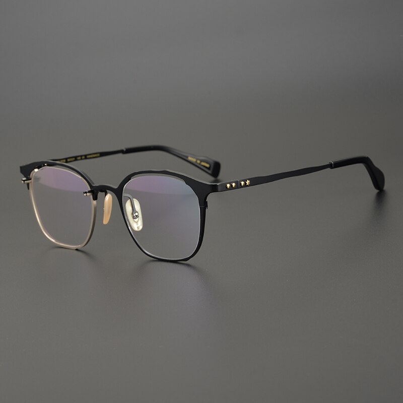 Gatenac Unisex Full Rim Square Titanium Eyeglasses Gxyj870 Full Rim Gatenac Black Gold  