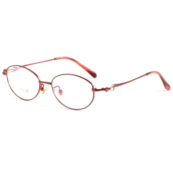 KatKani Women's Full Rim Oval Alloy Eyeglasses 3524x Full Rim KatKani Eyeglasses Wine Red  