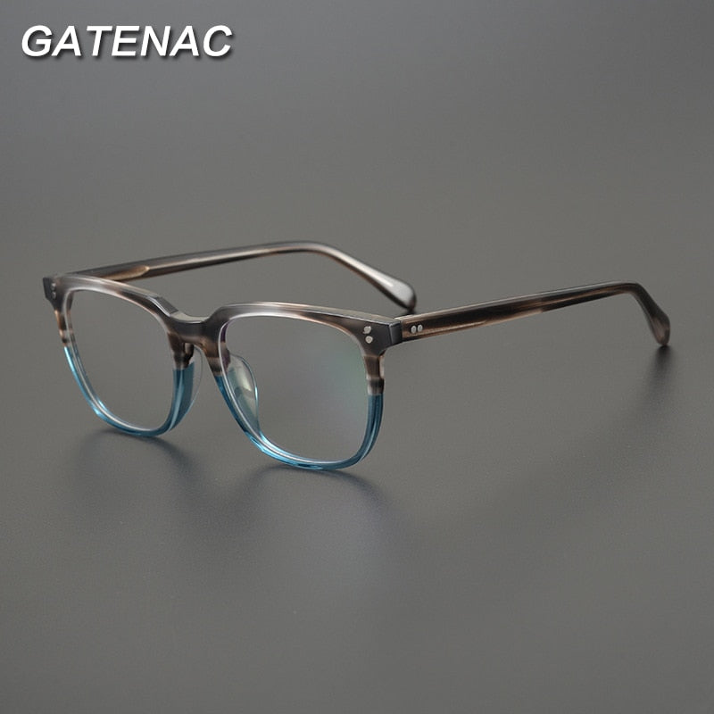 Gatenac Unisex Full Rim Square Acetate Frame Eyeglasses Gxyj778 Full Rim Gatenac   