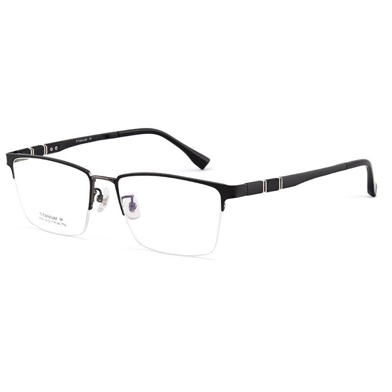 Bclear Unisex Semi Rim Square Titanium Eyeglasses Lb1110 Semi Rim Bclear Black gray  