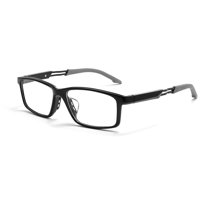 KatKani Unisex Full Rim Square Tr 90 Eyeglasses 6201g Full Rim KatKani Eyeglasses Bright Black  
