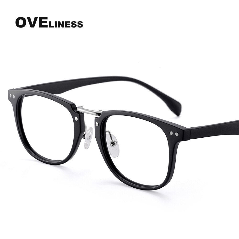 Oveliness Unisex Full Rim Round Square Tr 90 Titanium Eyeglasses 2639 Full Rim Oveliness matt black  