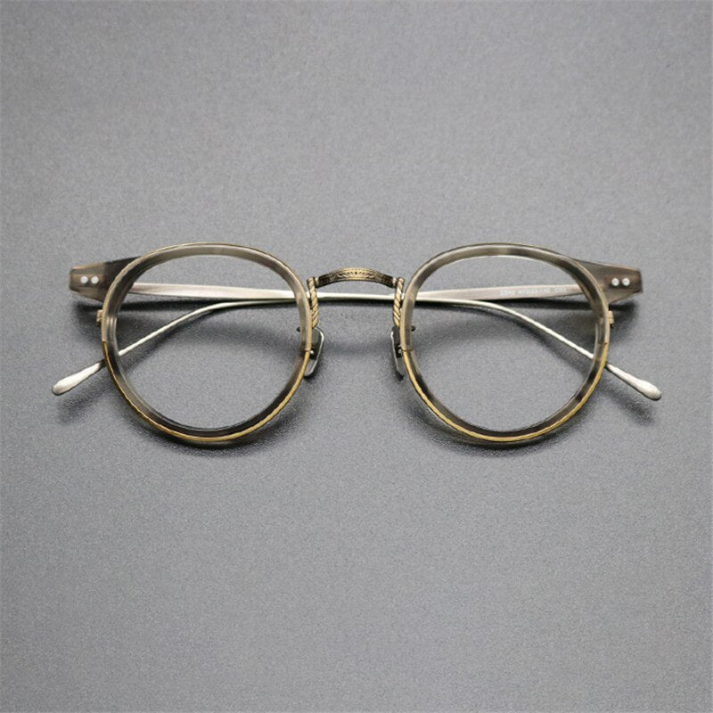 Cubojue Unisex Full Rim Round Horned Titanium Anti Blue Reading Glasses Reading Glasses Cubojue 0 no function tortoise bronze 