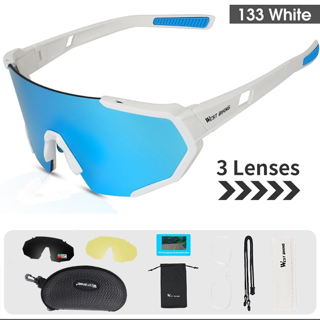 West Biking Unisex Semi Rim Tr 90 Polarized Sport Sunglasses YP0703141 Sunglasses West Biking 3Len White 133 UV400 -1Lens United States