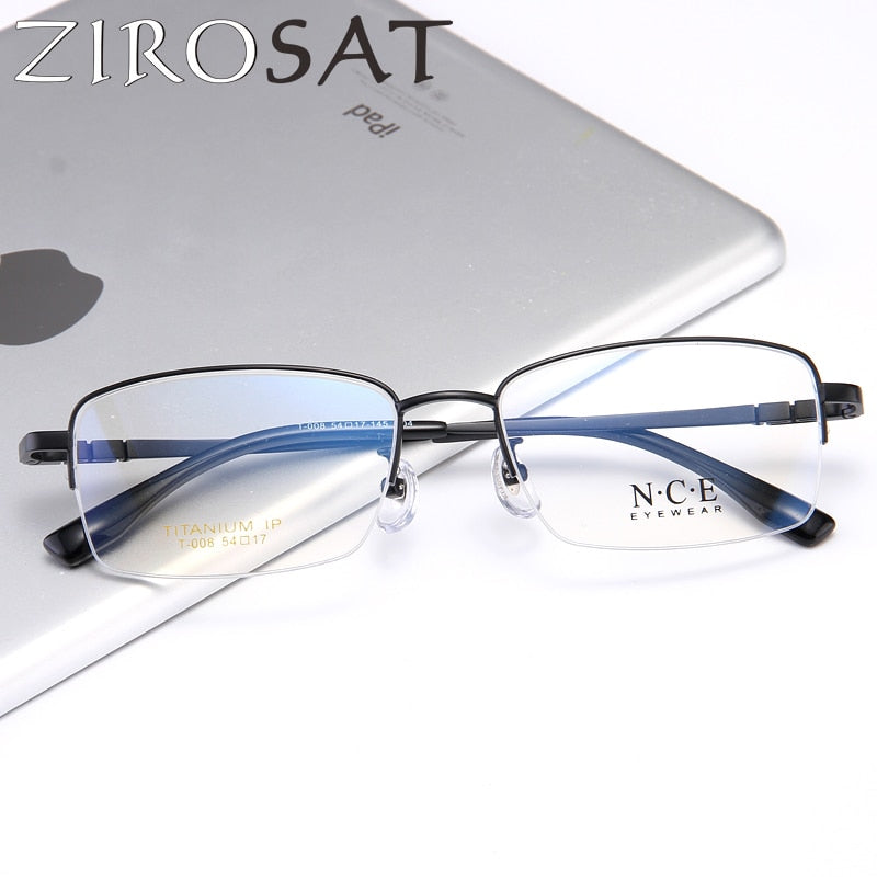 Zirosat Men's Semi Rim Square Titanium Eyeglasses T008 Semi Rim Zirosat   