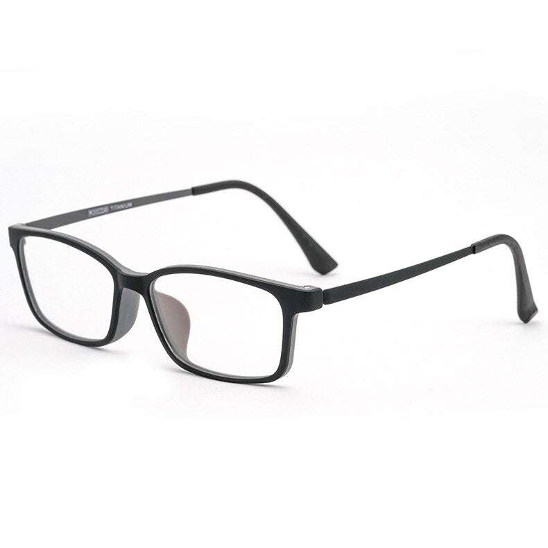 Yimaruili Unisex Full Rim Small Rectangle Square Tr 90 Titanium Eyeglasses 3085 Full Rim Yimaruili Eyeglasses Black Gray  