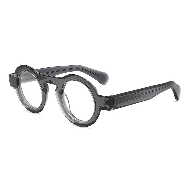 Gatenac Unisex Full Rim Round Handcrafted Acetate Frame Eyeglasses Gxyj771 Full Rim Gatenac Gray  
