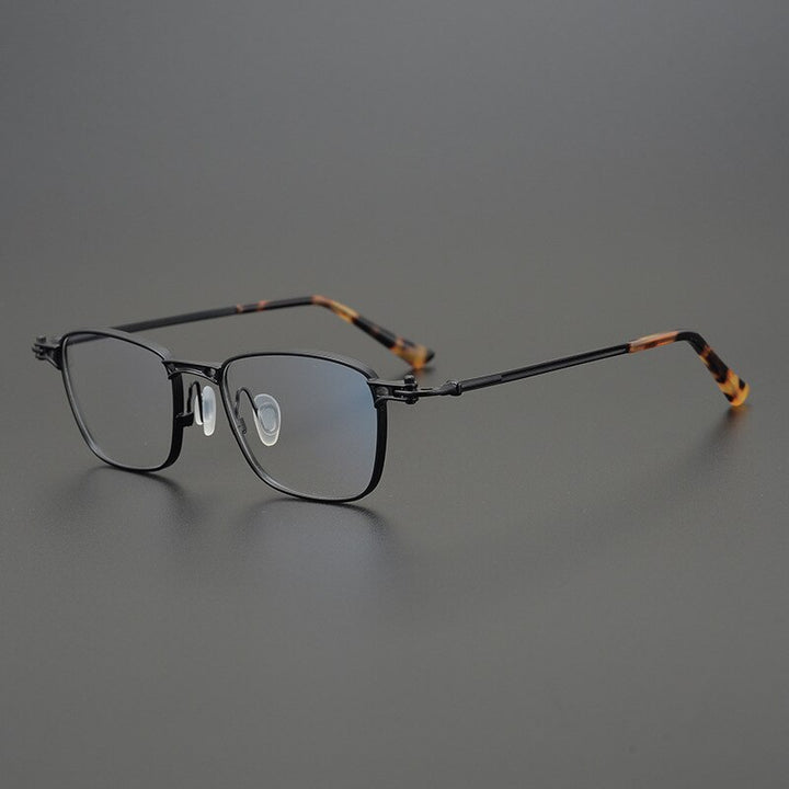 Gatenac Unisex Full Rim Square Titanium Frame Eyeglasses Gxyj756 Full Rim Gatenac Black  