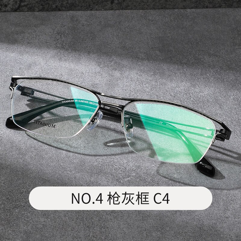 Reven Jate Men's Semi Rim Irregular Square Titanium Eyeglasses LA6153 Semi Rim Reven Jate C4  