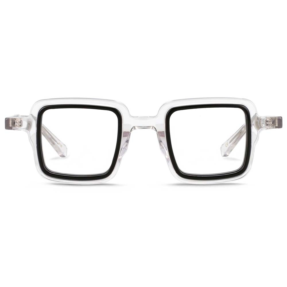 CCSpace Unisex Full Rim Small Square Acetate Eyeglasses 55308 Full Rim CCspace Clear China 