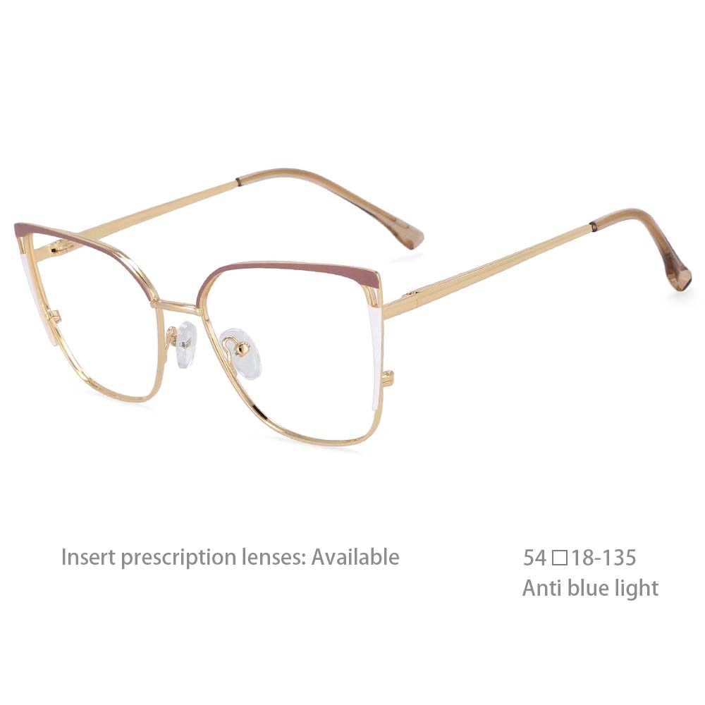 CCSpace Women's Full Rim Square Cat Eye Tr 90 Titanium Frame Eyeglasses 54427 Full Rim CCspace China Bean paste-white 