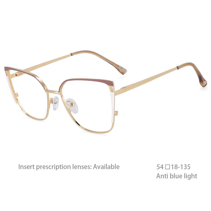 CCSpace Women's Full Rim Square Cat Eye Tr 90 Titanium Frame Eyeglasses 54427 Full Rim CCspace China Bean paste-white 