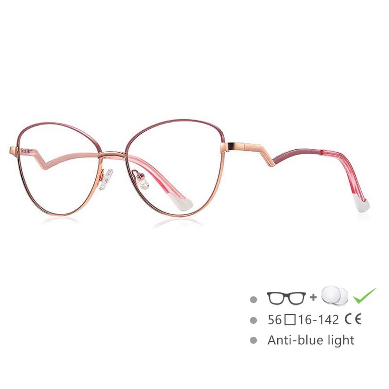 CCSpace Women's Full RIm Cat Eye Alloy Frame Eyeglasses 54550 Full Rim CCspace China Rose god-pink Beige