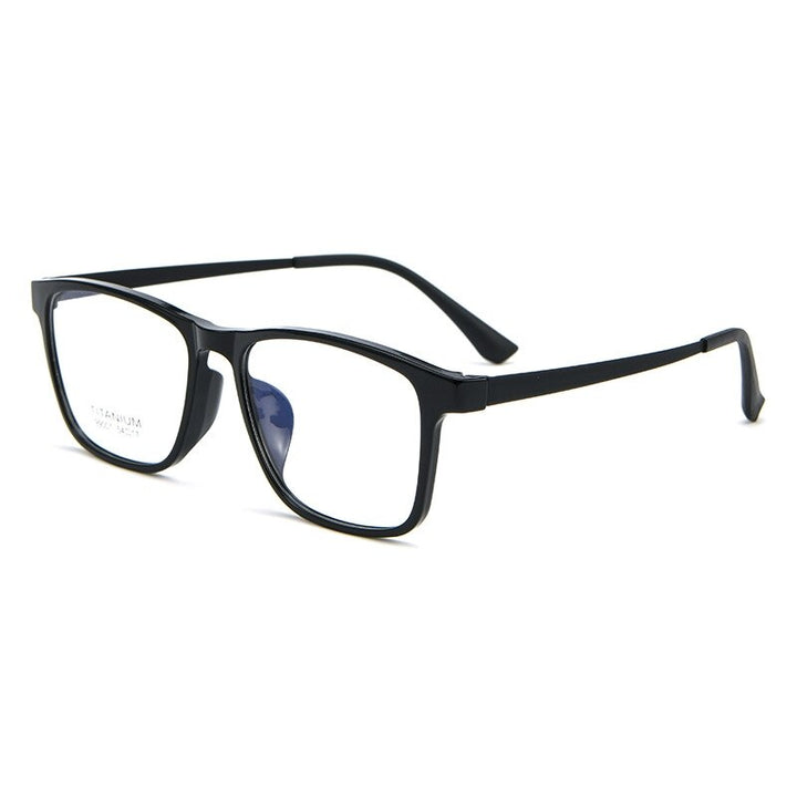 KatKani Unisex Full Rim Square Big Tr 90 Titanium Eyeglasses 99001T Full Rim KatKani Eyeglasses Black  