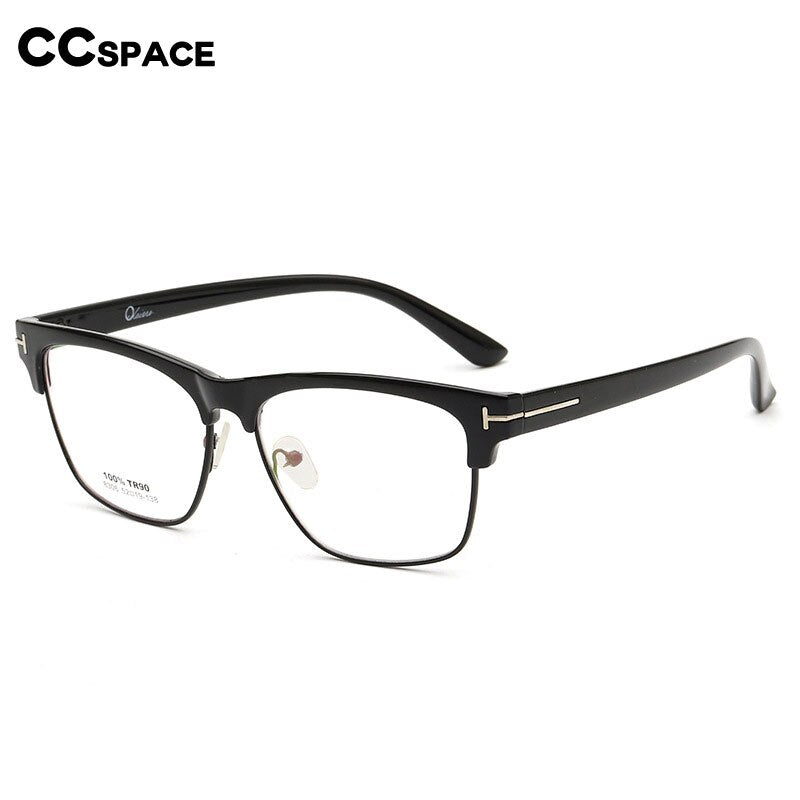 CCSpace Unisex Full Rim Square Alloy Acetate Frame Eyeglasses 54408 Full Rim CCspace   