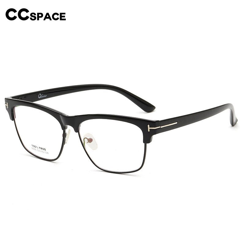 CCspace Unisex Full Rim Square Alloy Acetate Frame Eyeglasses 54408 Full Rim CCspace   