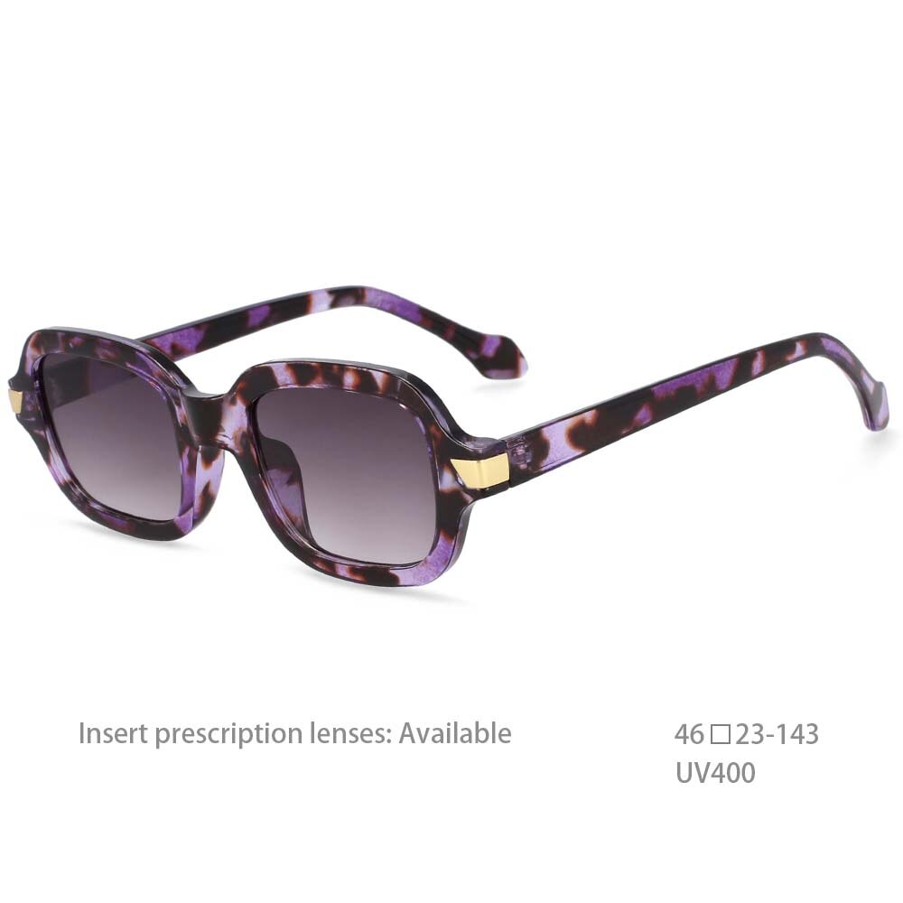 CCSpace Unisex Full Rim Square Resin Alloy Frame Punk Sunglasses 54401 Sunglasses CCspace Sunglasses Purple-floral China as pictuer