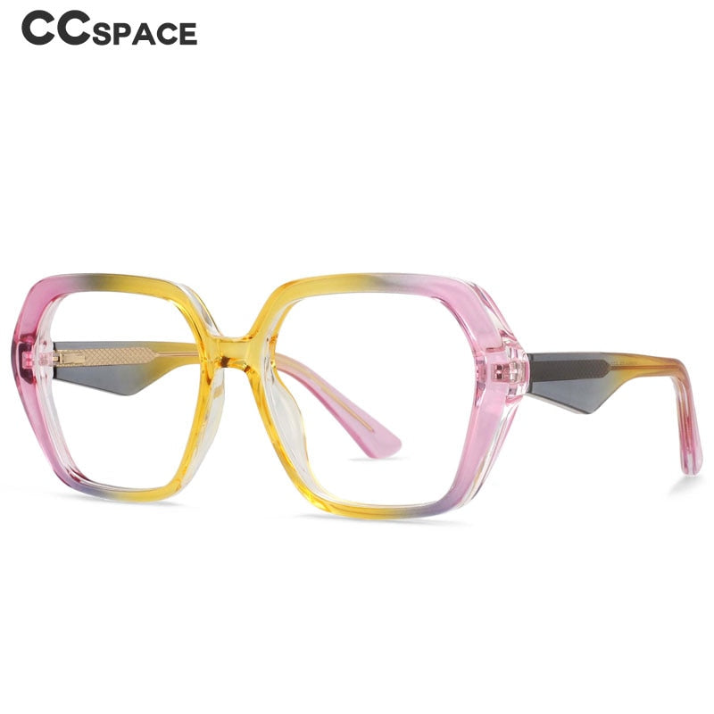 CCspace Women's Full Rim Irregular Square Tr 90 Titanium Eyeglasses 55340 Full Rim CCspace   