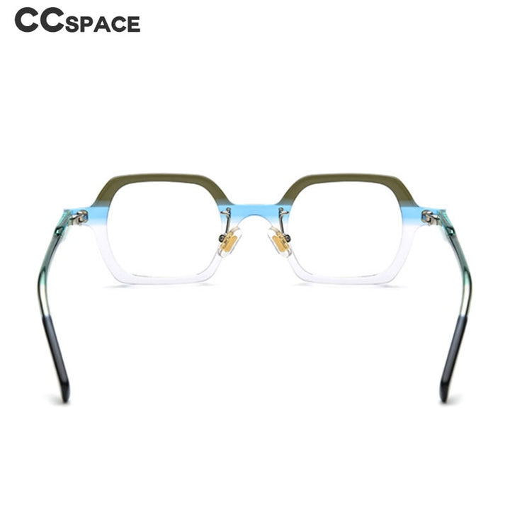 CCspace Unisex Full Rim Small Irregular Square Acetate Eyeglasses 54705 Full Rim CCspace   