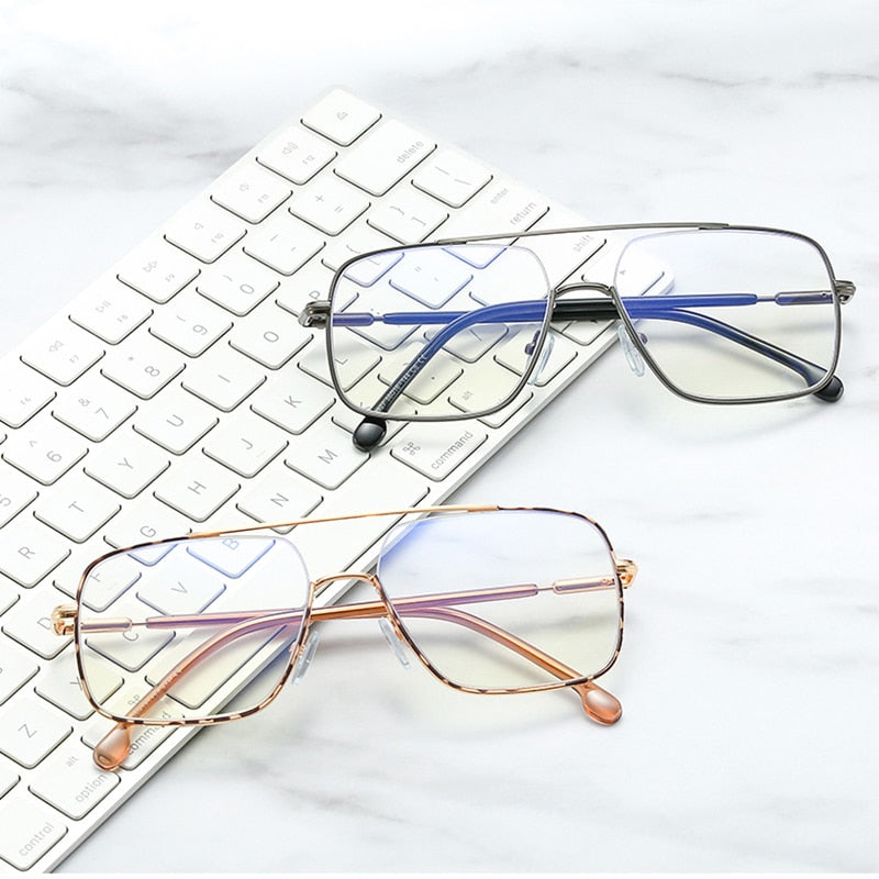 Hotony Women's Full Rim Square Double Bridge Tr 90 Alloy Eyeglasses 95927 Full Rim Hotony   