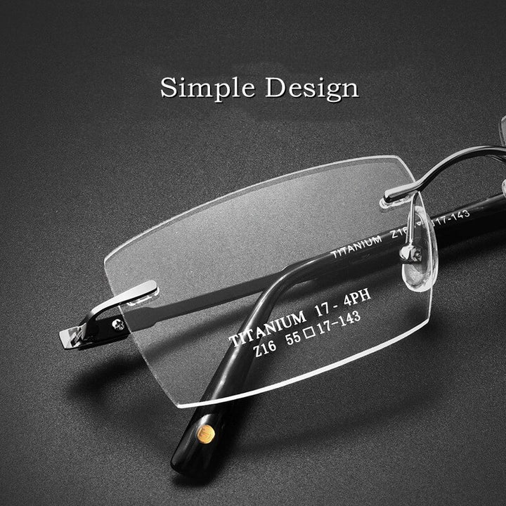 Yimaruili Unisex Rimless Large Square Rectangle Titanium Eyeglasses Z16WK Rimless Yimaruili Eyeglasses   