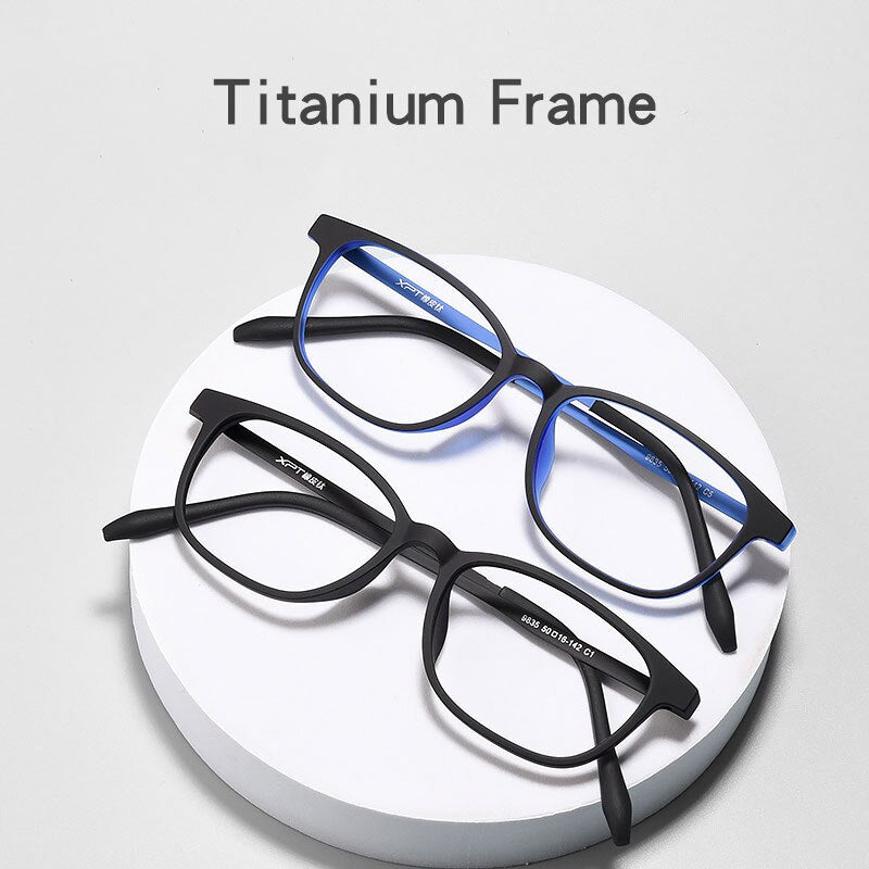 KatKani Unisex Full Rim Small Square Round Rubber Titanium Eyeglasses 9835xp Full Rim KatKani Eyeglasses   