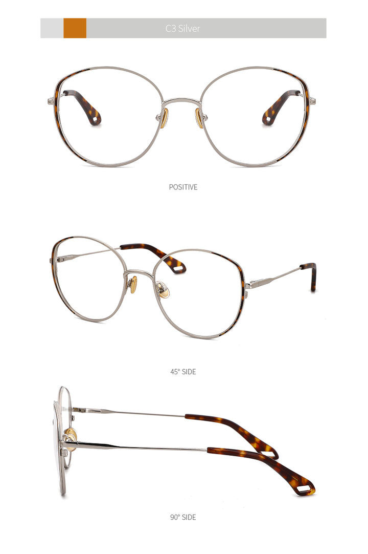 Kansept Women's Full Rim Round Stainless Steel Frame Eyeglasses Oq1003 Full Rim Kansept   