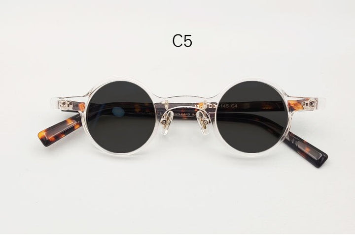 Yujo Unisex Full Rim Round Small Acetate UV400 Dark Polarized Sunglasses Sunglasses Yujo C5 China 