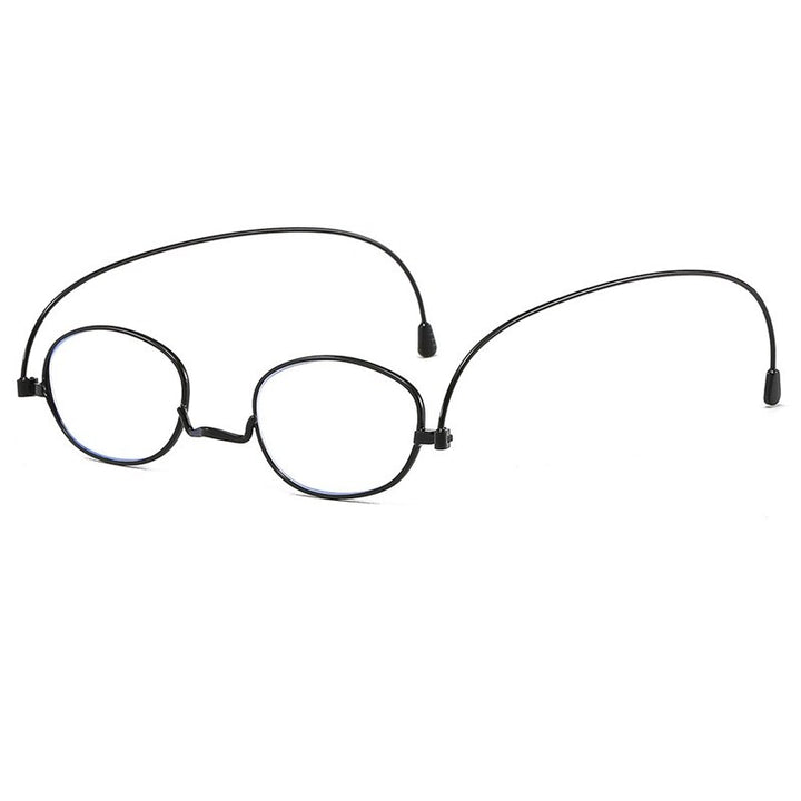 Hdcrafter Unisex Full Rim Round Oval Alloy Anti Blue Reading Glasses Reading Glasses Hdcrafter Eyeglasses +100 Black 