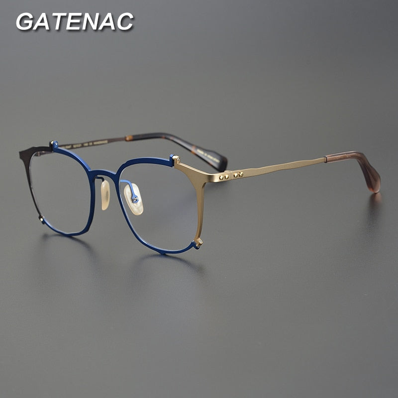 Gatenac Unisex Full Rim Irregular Square Titanium Eyeglasses Gxyj867 Full Rim Gatenac   