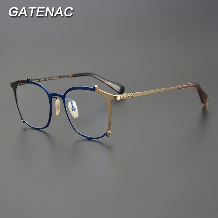 Gatenac Unisex Full Rim Irregular Square Titanium Eyeglasses Gxyj867 Full Rim Gatenac   