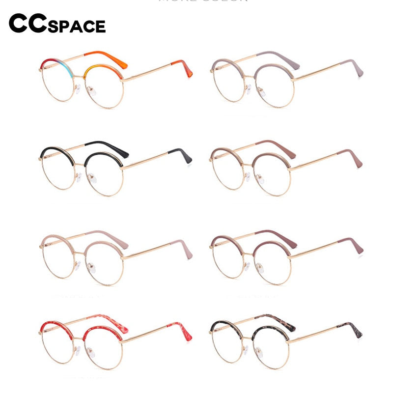 CCSpace Women's Full Rim Round Tr 90 Alloy Eyeglasses 55236 Full Rim CCspace   
