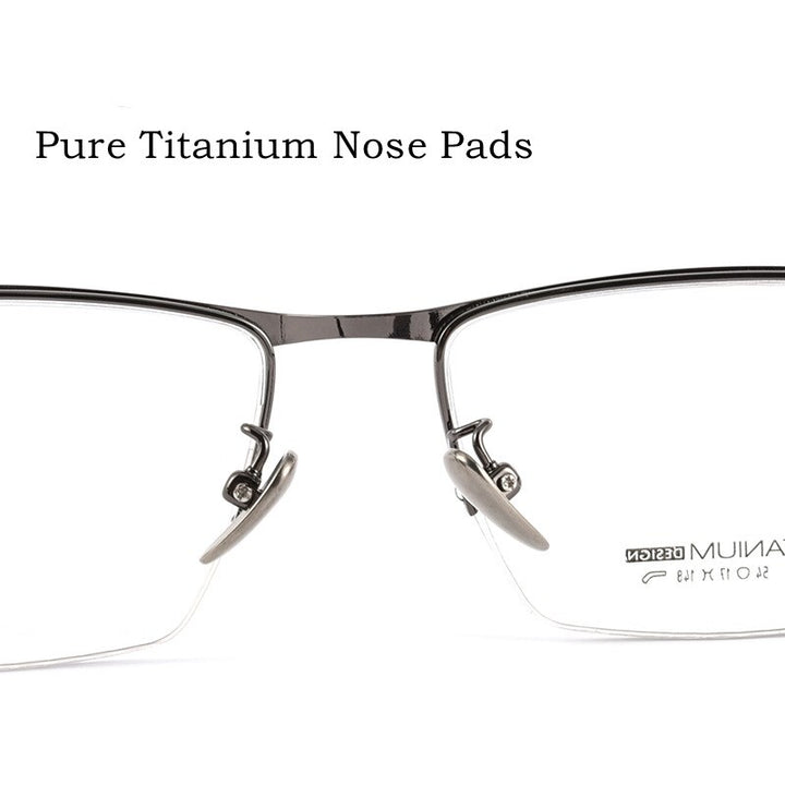 Yimaruili Men's Semi Rim Square Titanium Eyeglasses 9012BT Semi Rim Yimaruili Eyeglasses   