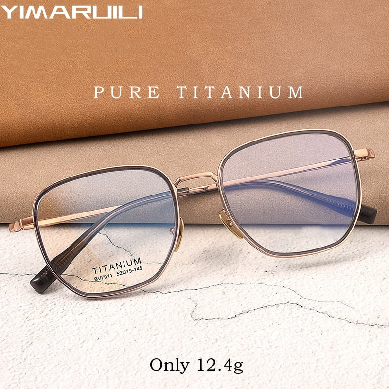 Yimaruili Unisex Full Rim Square Acetate Titanium Eyeglasses Bv7011b Full Rim Yimaruili Eyeglasses   