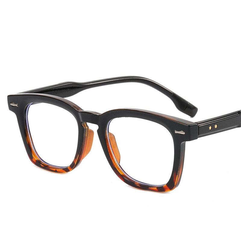 CCSpace Unisex Full Rim Square Acetate Eyeglasses 55547 Full Rim CCspace Leopard China 