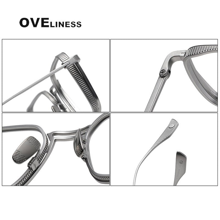 Oveliness Unisex Full Rim Square Double Bridge Titanium Eyeglasses Dlx125 Full Rim Oveliness   