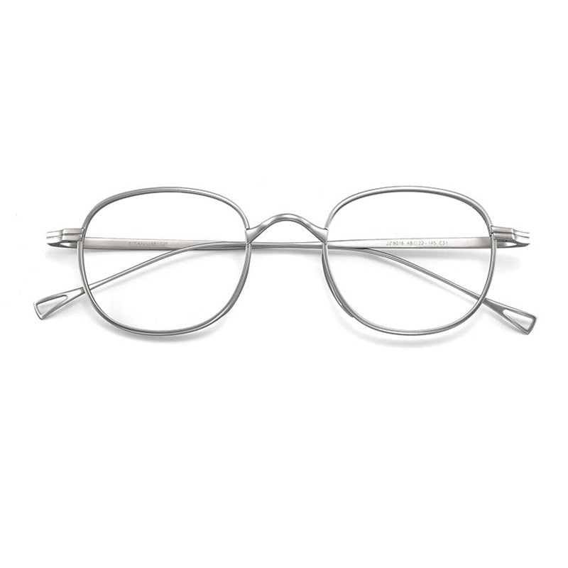 Reven Jate Unisex Full Rim Round Square Titanium Eyeglasses 8016 Full Rim Reven Jate silver  