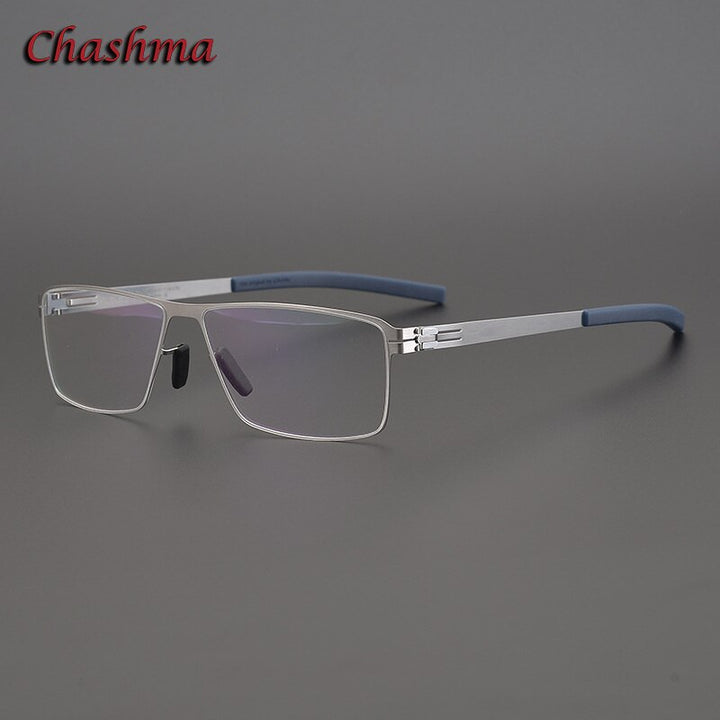 Chashma Ochki Men's Full Rim Square Alloy Eyeglasses Ic Full Rim Chashma Ochki Silver  