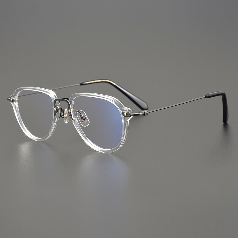 Gatenac Unisex Full Rim Round Titanium Acetate Frame Eyeglasses Gxyj821 Full Rim Gatenac Transparent  