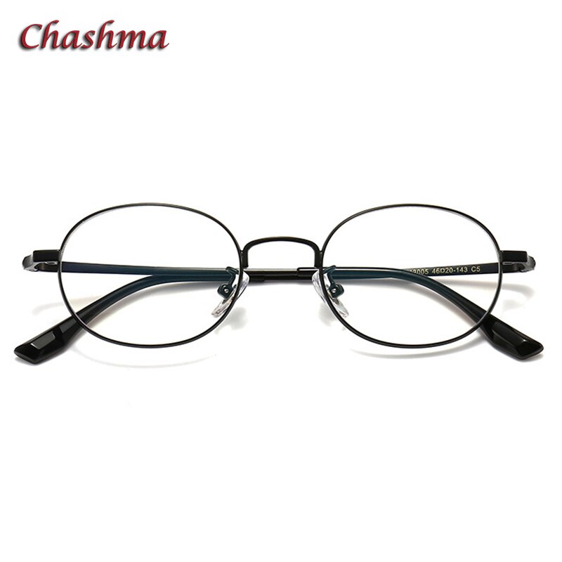 Chashma Unisex Full Rim Round Stainless Steel Frame Eyeglasses Full Rim Chashma Black  