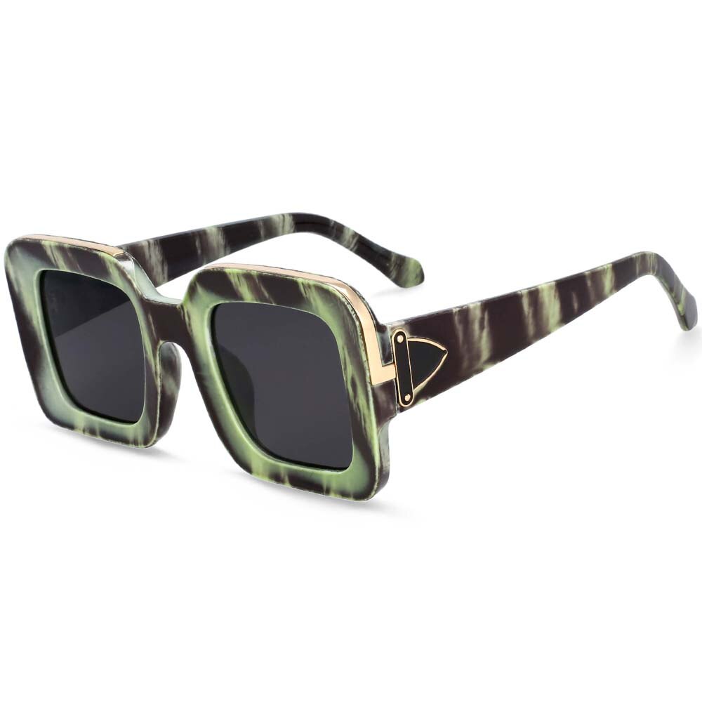 CCSpace Unisex Full Rim Rectangle Resin Frame Sunglasses 54333 Sunglasses CCspace Sunglasses Green China white