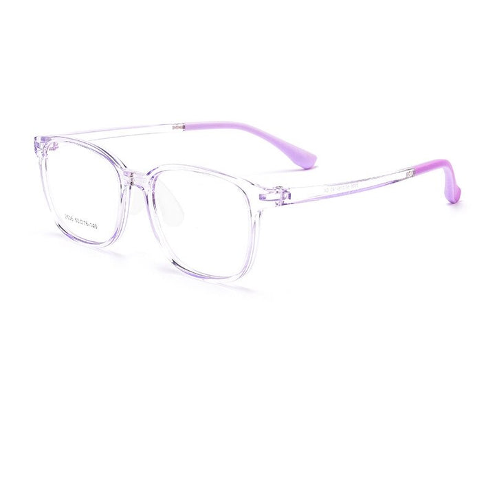 KatKani Unisex Children's Full Rim Round Square Tr 90 Eyeglasses 2606et Full Rim KatKani Eyeglasses Transparent  Purple  