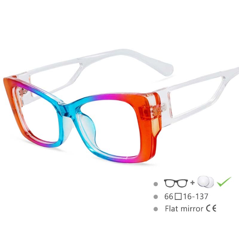 CCSpace Women's Full Rim Square Resin Frame Rainbow Eyeglasses 54537 Full Rim CCspace C7 China 