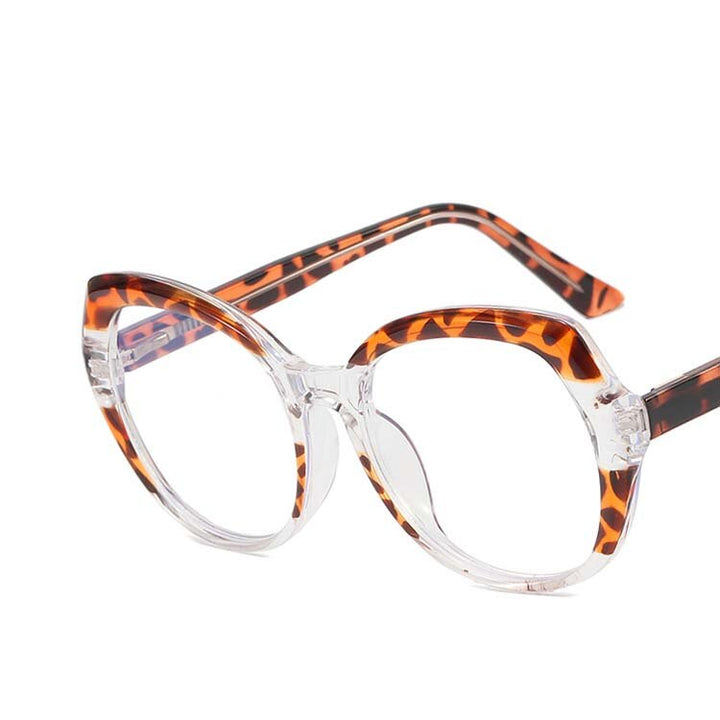 CCSpace Women's Full Rim Irregular Square Tr 90 Titanium Eyeglasses 54716 Full Rim CCspace China Tea leopard 
