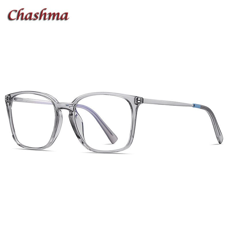 Chashma Ochki Unisex Full Rim Square Tr 90 Titanium Stainless Steel Eyeglasses 2079 Full Rim Chashma Ochki Transparent Gray  
